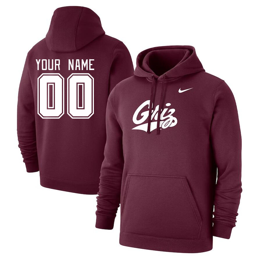 Custom Montana Grizzlies Name And Number College Hoodie-Maroon - Click Image to Close